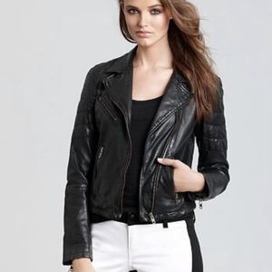 Aqua Brand Quilted Ribbed Leather Moto Jacket!!